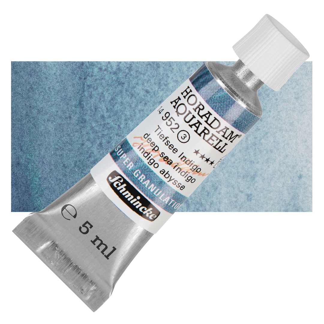 Open in modal - Schmincke Horadam Aquarell Watercolor - Deep Sea Indigo, 5 ml tube and swatch