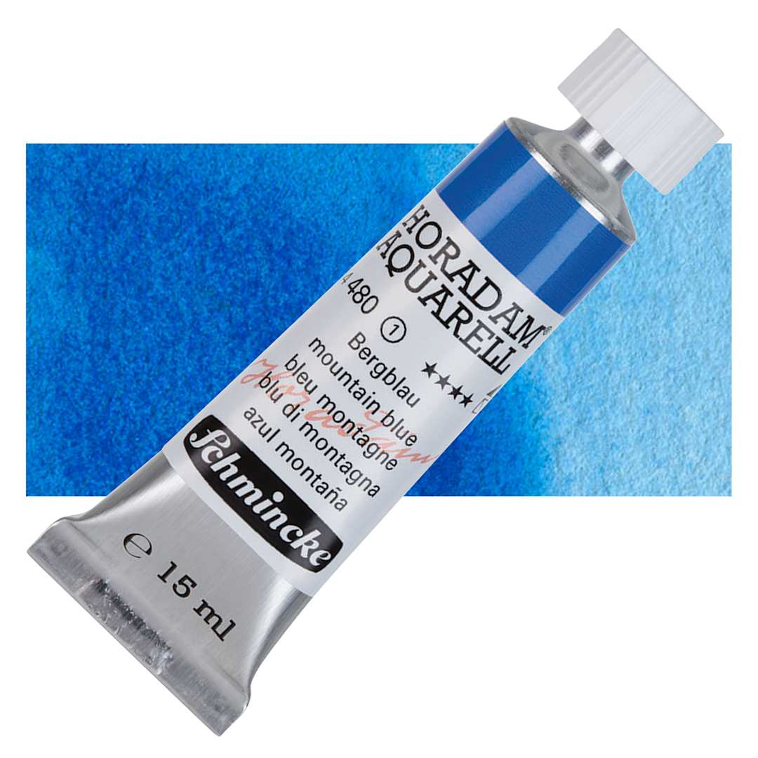 Open in modal - Schmincke Horadam Aquarell Watercolor - Mountain Blue, 15 ml tube and swatch