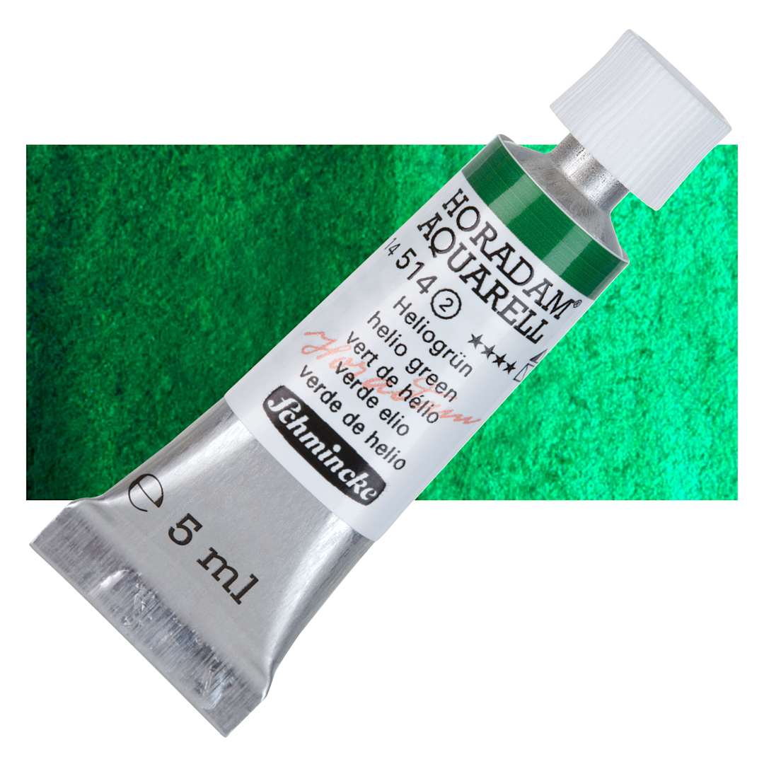 Open in modal - Schmincke Horadam Aquarell Watercolor - Helio Green, 5 ml tube and swatch