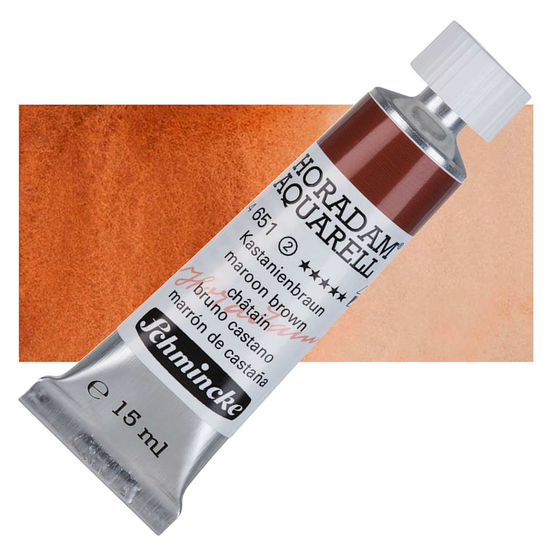 Open in modal - Schmincke Horadam Aquarell Watercolor - Maroon Brown, 15 ml tube and swatch