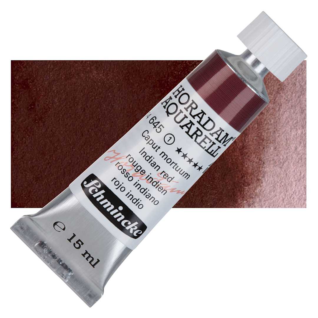 Open in modal - Schmincke Horadam Aquarell Watercolor - Indian Red, 15 ml tube and swatch