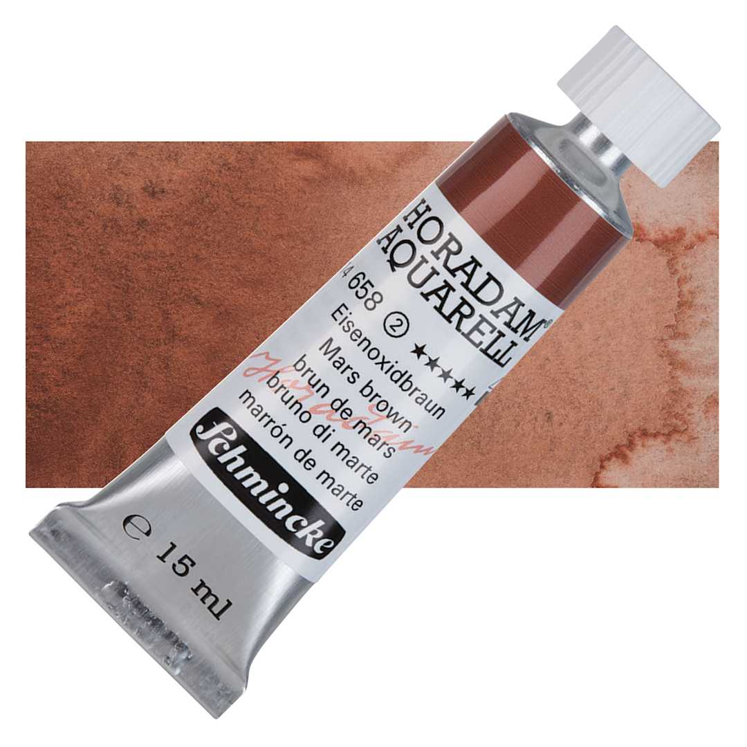 Open in modal - Schmincke Horadam Aquarell Watercolor - Mars Brown, 15 ml tube and swatch