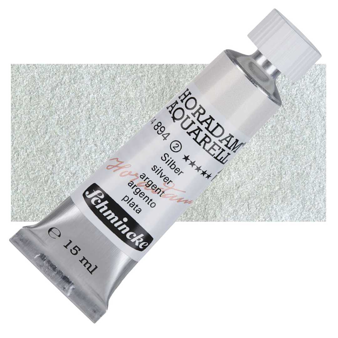 Open in modal - Schmincke Horadam Aquarell Watercolor - Silver, 15 ml tube and swatch