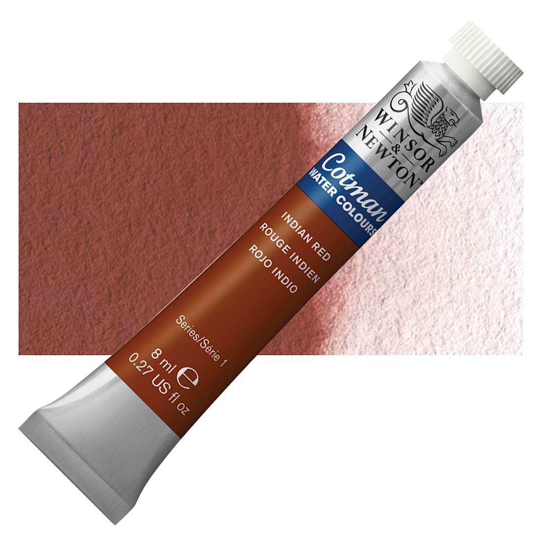 Open in modal - Winsor & Newton Cotman Watercolor - Indian Red, 8 ml and swatch