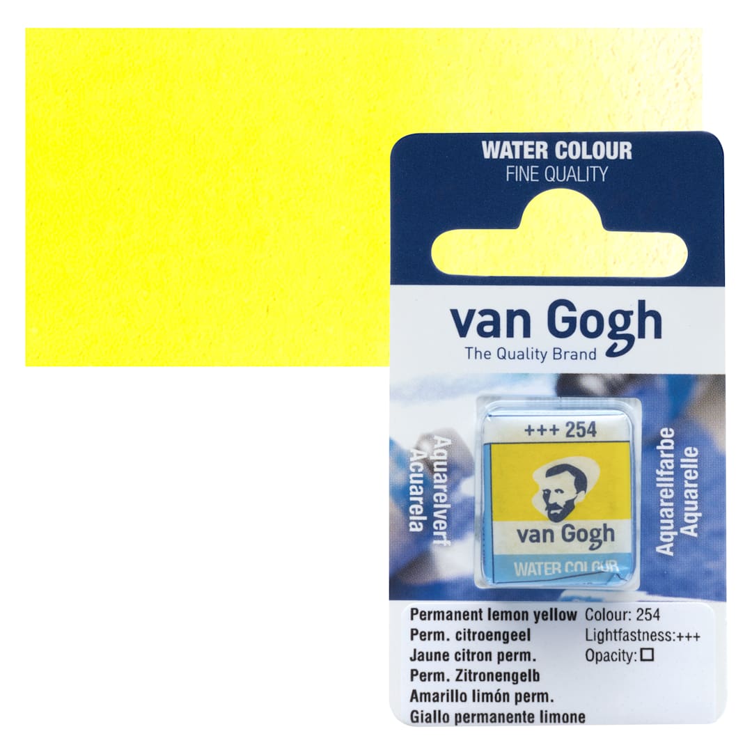 Open in modal - Van Gogh Watercolor Half Pan - Permanent Lemon Yellow pan and swatch
