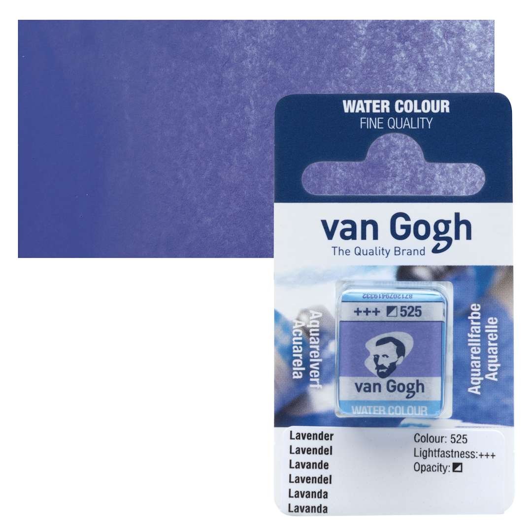 Open in modal - Van Gogh Watercolor Half Pan - Lavender pan and swatch