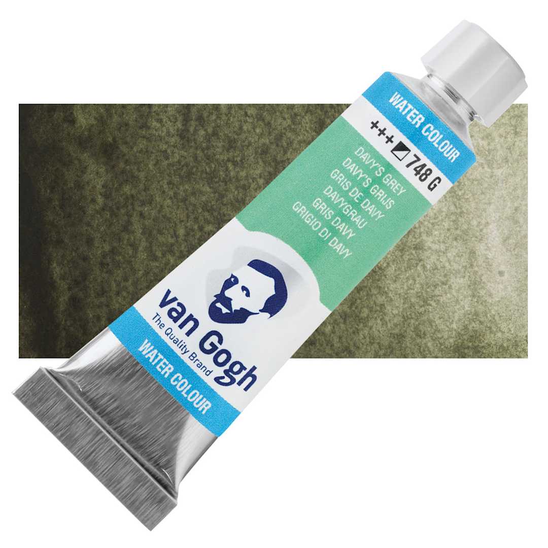 Open in modal - Van Gogh Watercolor - Davy's Gray, 10 ml tube and swatch