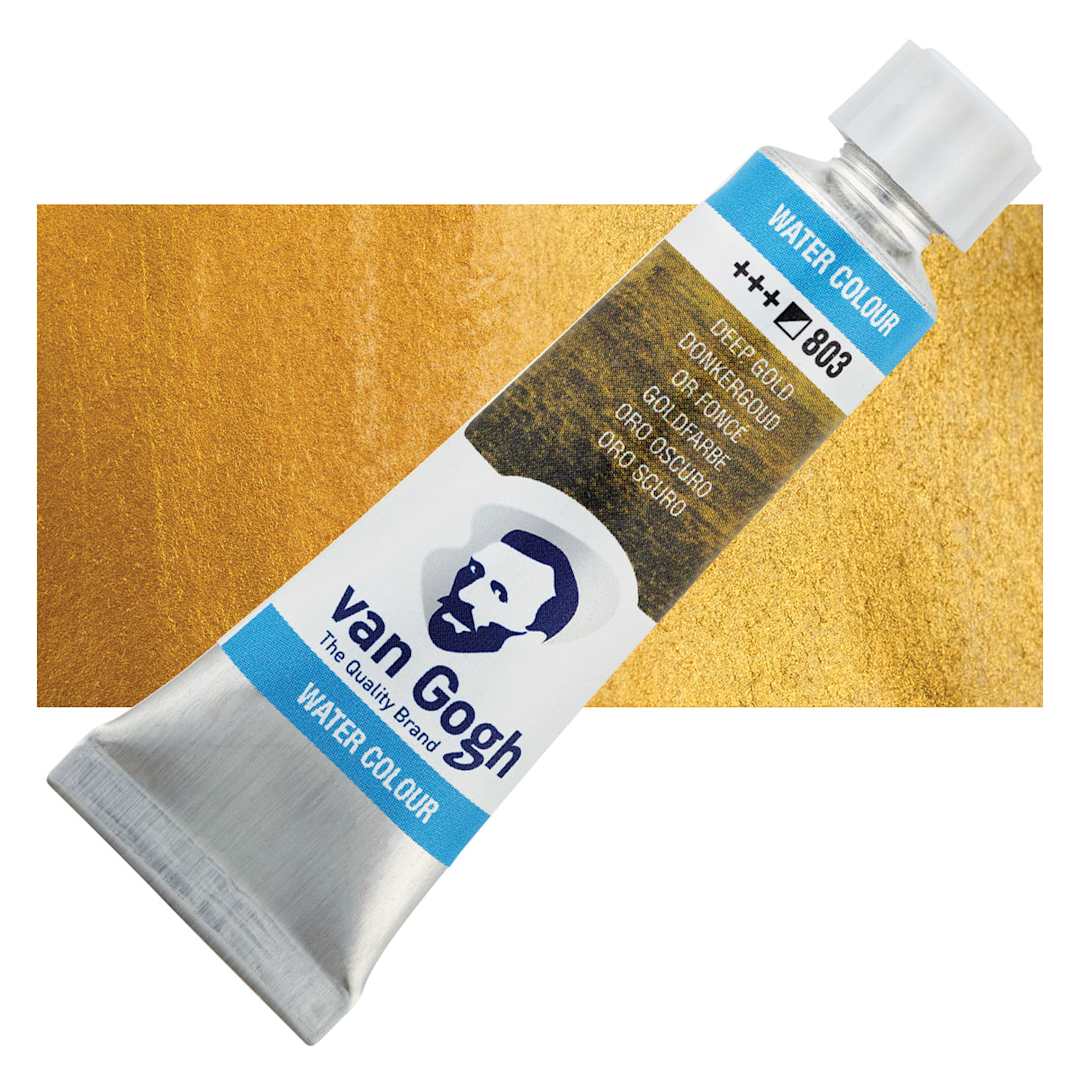 Open in modal - Van Gogh Watercolor - Metallic Deep Gold, 10 ml tube and swatch