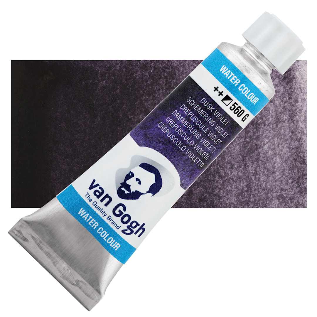 Open in modal - Van Gogh Watercolor - Dusk Violet, 10 ml tube and swatch