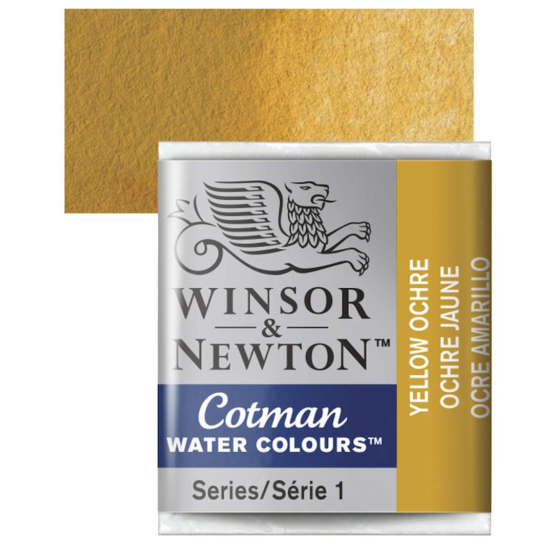 Open in modal - Winsor & Newton Cotman Watercolor Half Pan - Yellow Ochre and swatch