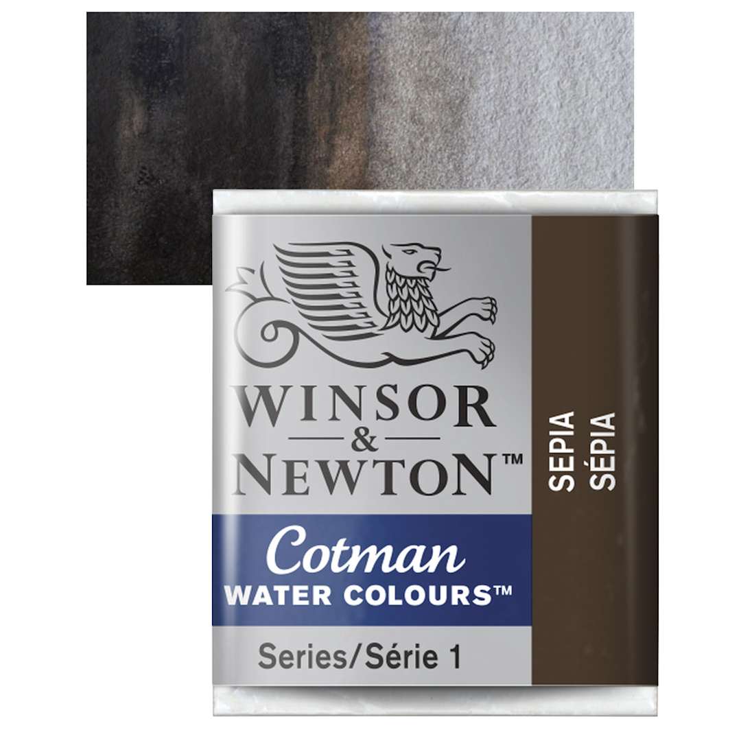 Open in modal - Winsor & Newton Cotman Watercolor Half Pan - Sepia and swatch
