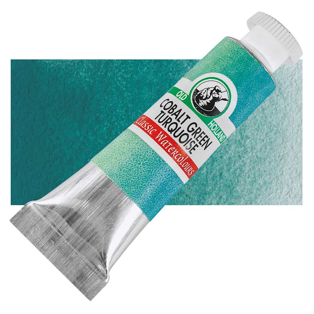 Open in modal - Old Holland Classic Artist Watercolor - Cobalt Green Turquoise, 6 ml tube and swatch