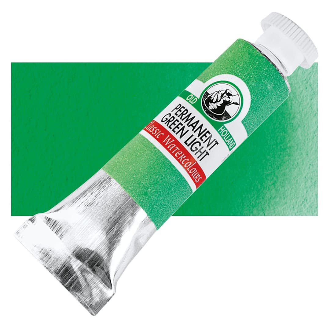 Open in modal - Old Holland Classic Artist Watercolor - Permanent Green Light, 6 ml tube and swatch