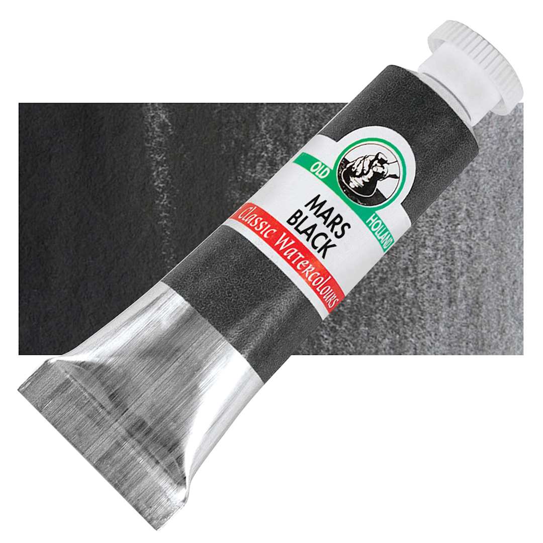 Open in modal - Old Holland Classic Artist Watercolor - Mars Black, 6 ml tube and swatch