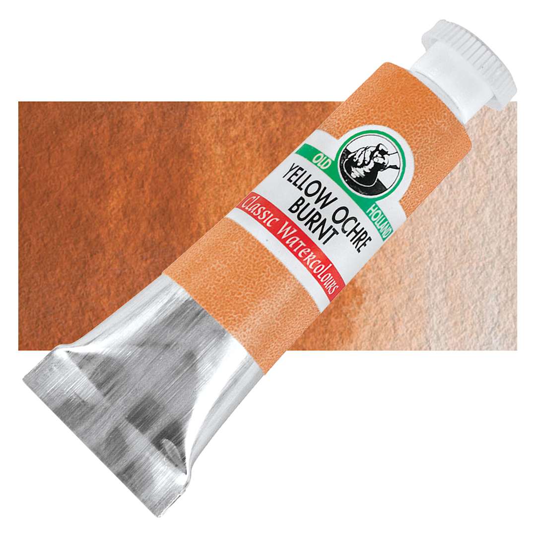 Open in modal - Old Holland Classic Artist Watercolor - Yellow Ochre Burnt, 6 ml tube and swatch