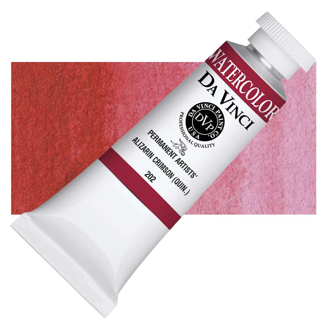 Open in modal - Da Vinci Artists' Permanent Watercolor - Alizarin Crimson Quinacridone, 37 ml tube and swatch