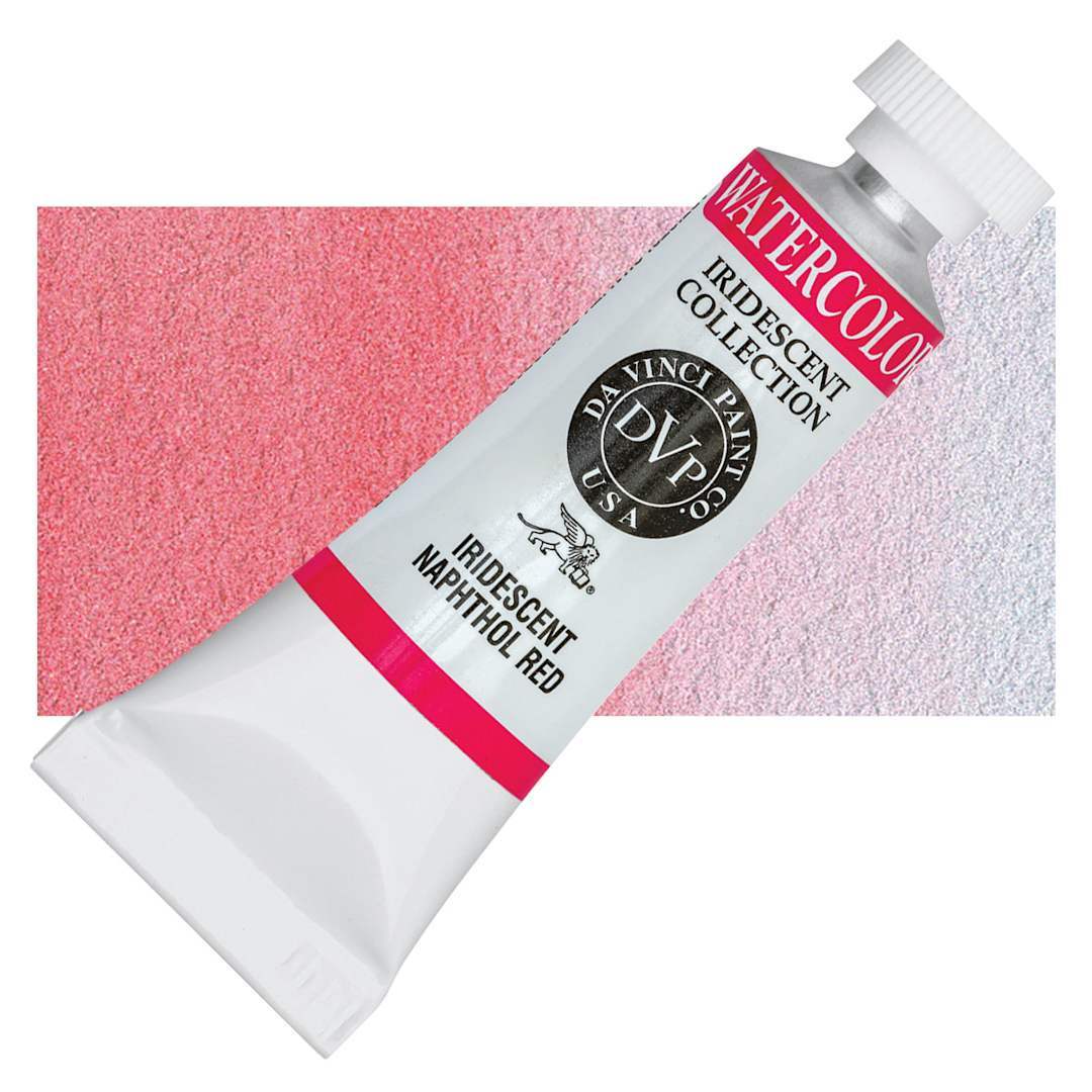 Open in modal - Da Vinci Artists' Permanent Watercolor - Iridescent Naphthol Red, 15 ml tube and swatch