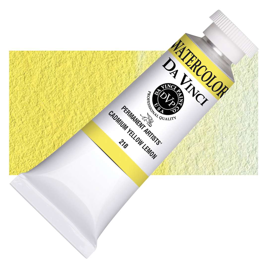 Open in modal - Da Vinci Artists' Permanent Watercolor - Cadmium Yellow Lemon, 37 ml tube and swatch