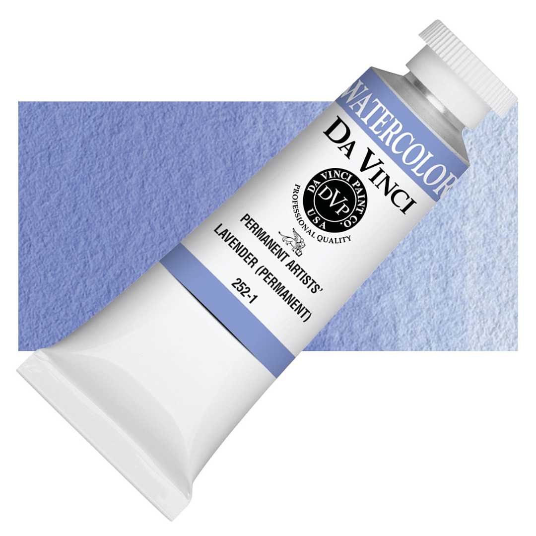 Open in modal - Da Vinci Artists' Permanent Watercolor - Lavender (Permanent), 37 ml tube and swatch