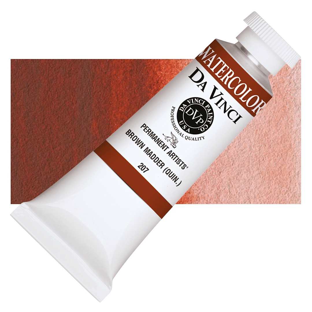 Open in modal - Da Vinci Artists' Permanent Watercolor - Quinacridone Brown Madder, 37 ml tube and swatch