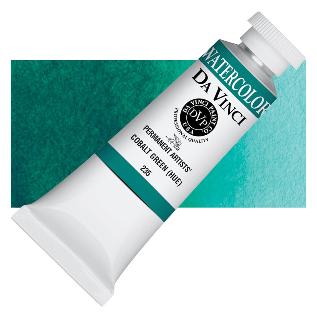 Open in modal - Da Vinci Artists' Permanent Watercolor - Cobalt Green Hue, 37 ml tube and swatch