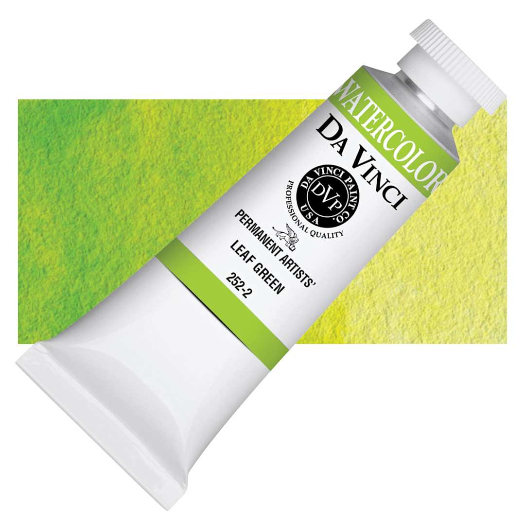 Open in modal - Da Vinci Artists' Permanent Watercolor - Leaf Green, 37 ml tube and swatch