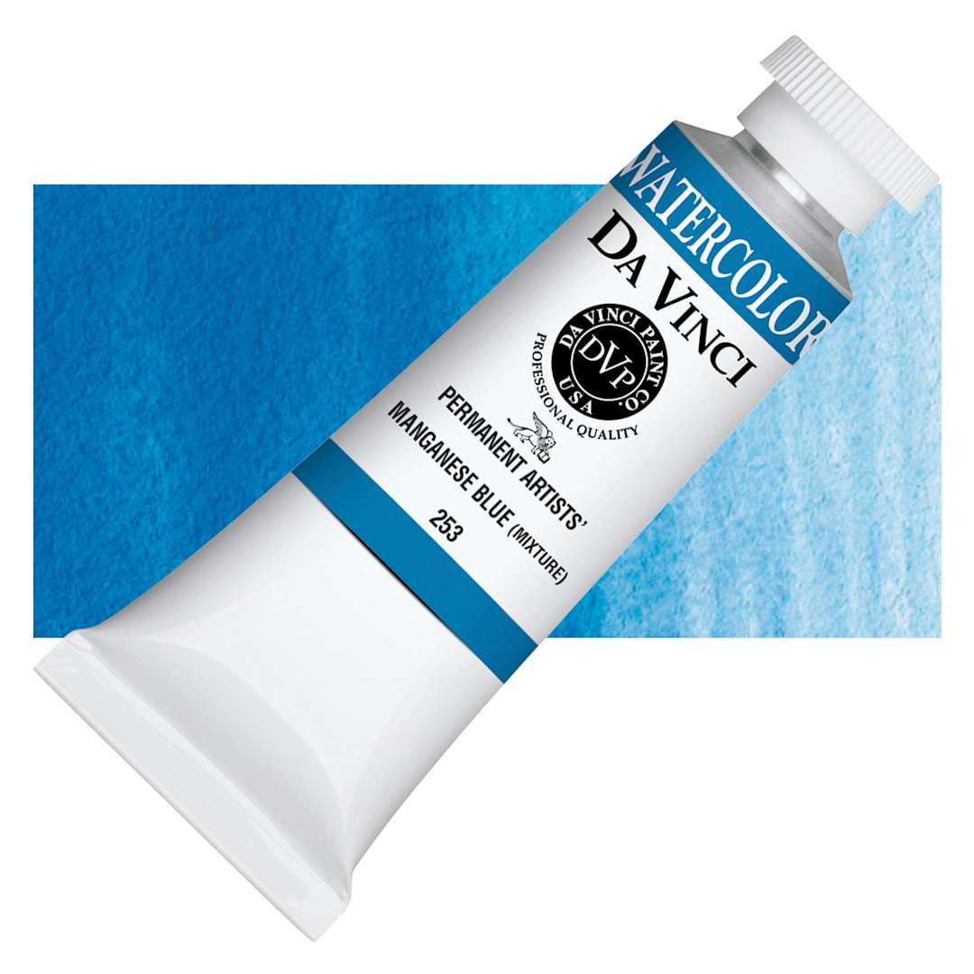 Open in modal - Da Vinci Artists' Permanent Watercolor - Manganese Blue Mixture, 37 ml tube and swatch