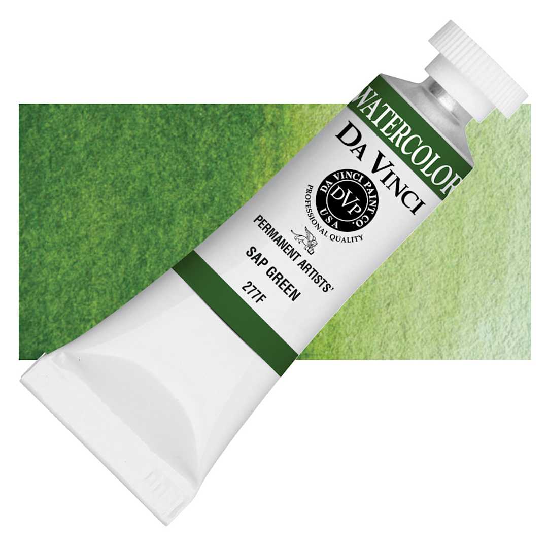 Open in modal - Da Vinci Artists' Permanent Watercolor - Sap Green, 15 ml tube and swatch