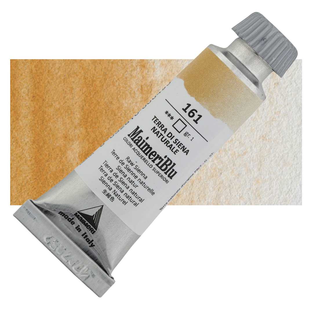 Open in modal - Maimeri Blu Artist Watercolor - Raw Sienna, 12 ml Tube and swatch