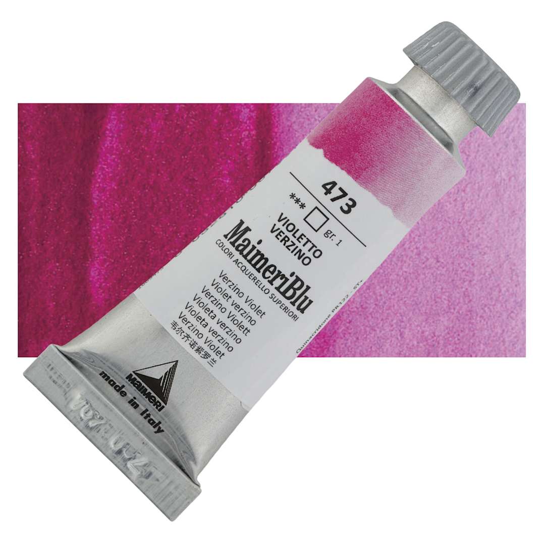 Open in modal - Maimeri Blu Artist Watercolor - Verzino Violet, 12 ml Tube and swatch