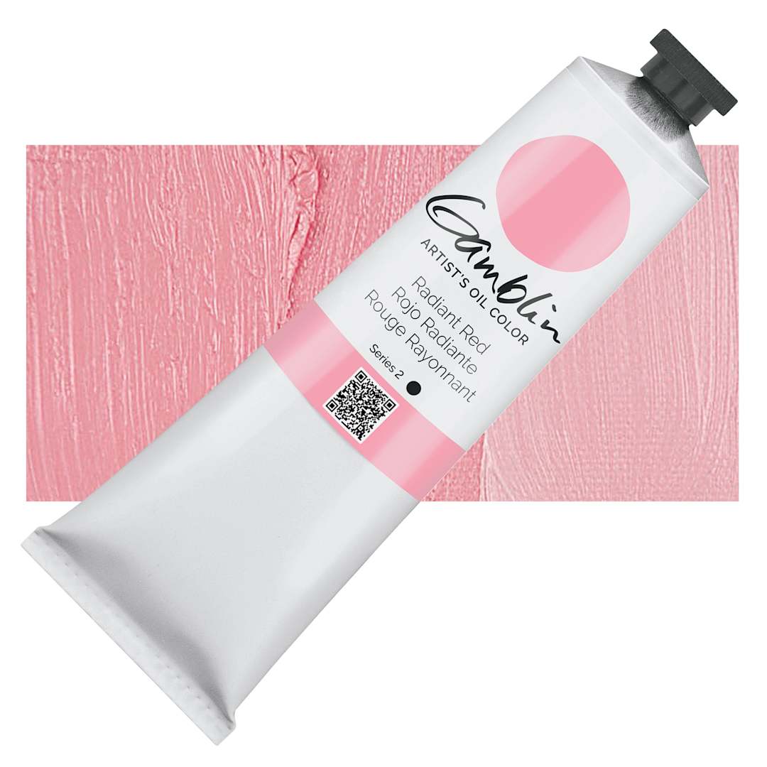 Open in modal - Gamblin Artist's Oil Color - Radiant Red, 150 ml tube and swatch
