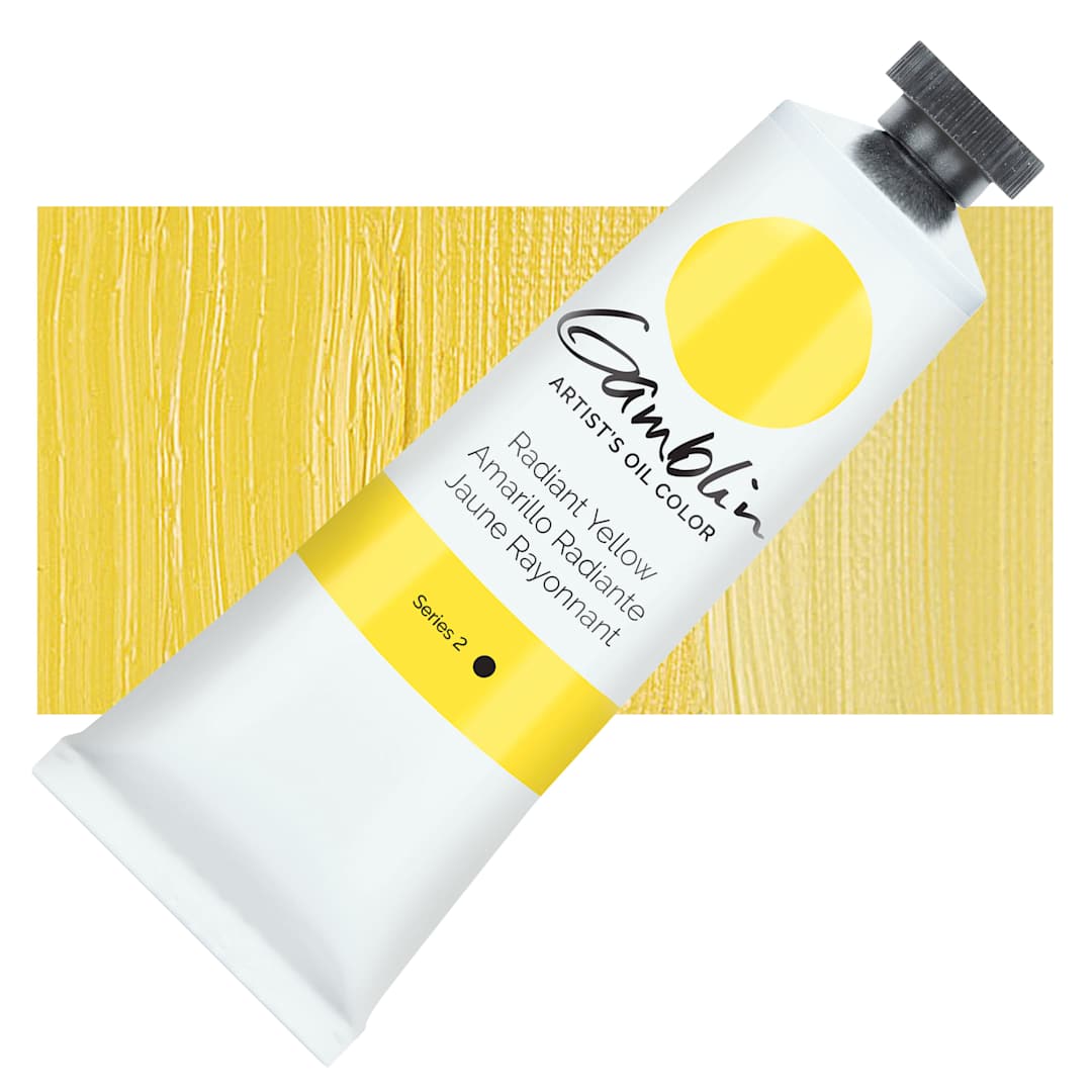 Open in modal - Gamblin Artist's Oil Color - Radiant Yellow, 37 ml tube and swatch