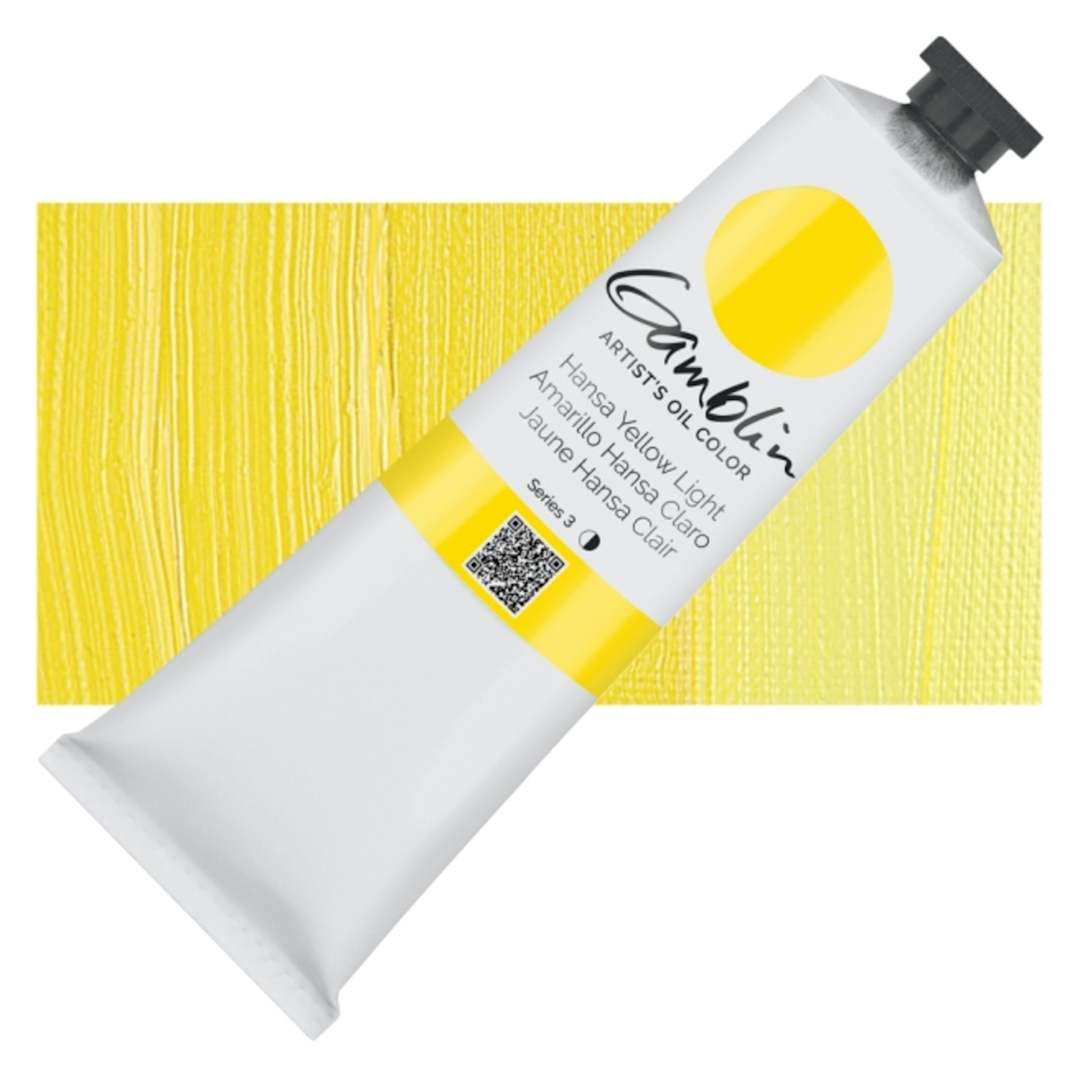 Open in modal - Gamblin Artist's Oil Color - Hansa Yellow Light, 150 ml tube and swatch