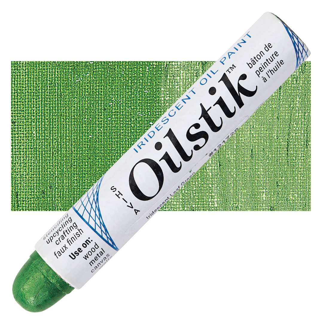 Open in modal - Shiva Oilstik Oil Paint - Iridescent Leaf Green oilstik and swatch