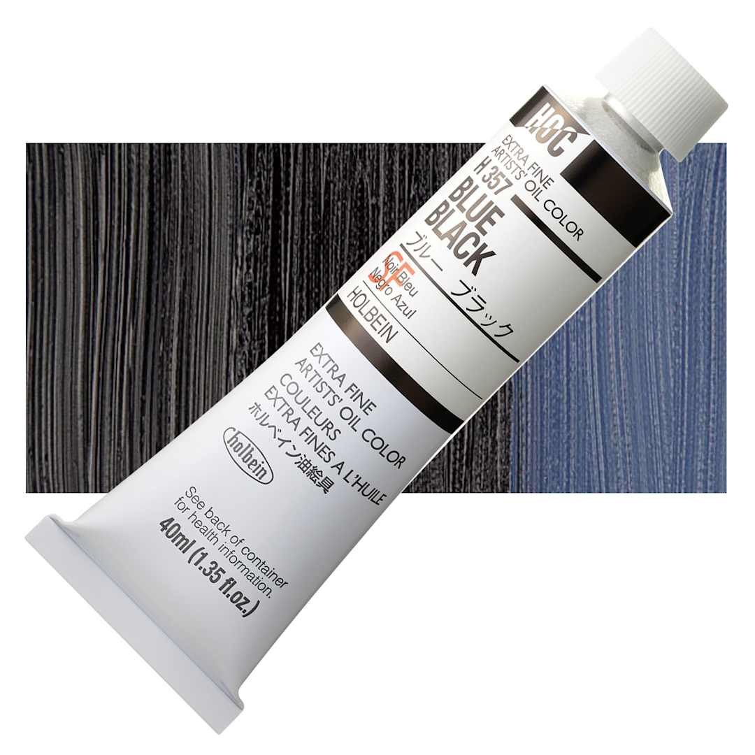 Open in modal - Holbein Artists' Oil Color - Blue Black, 40 ml tube and swatch