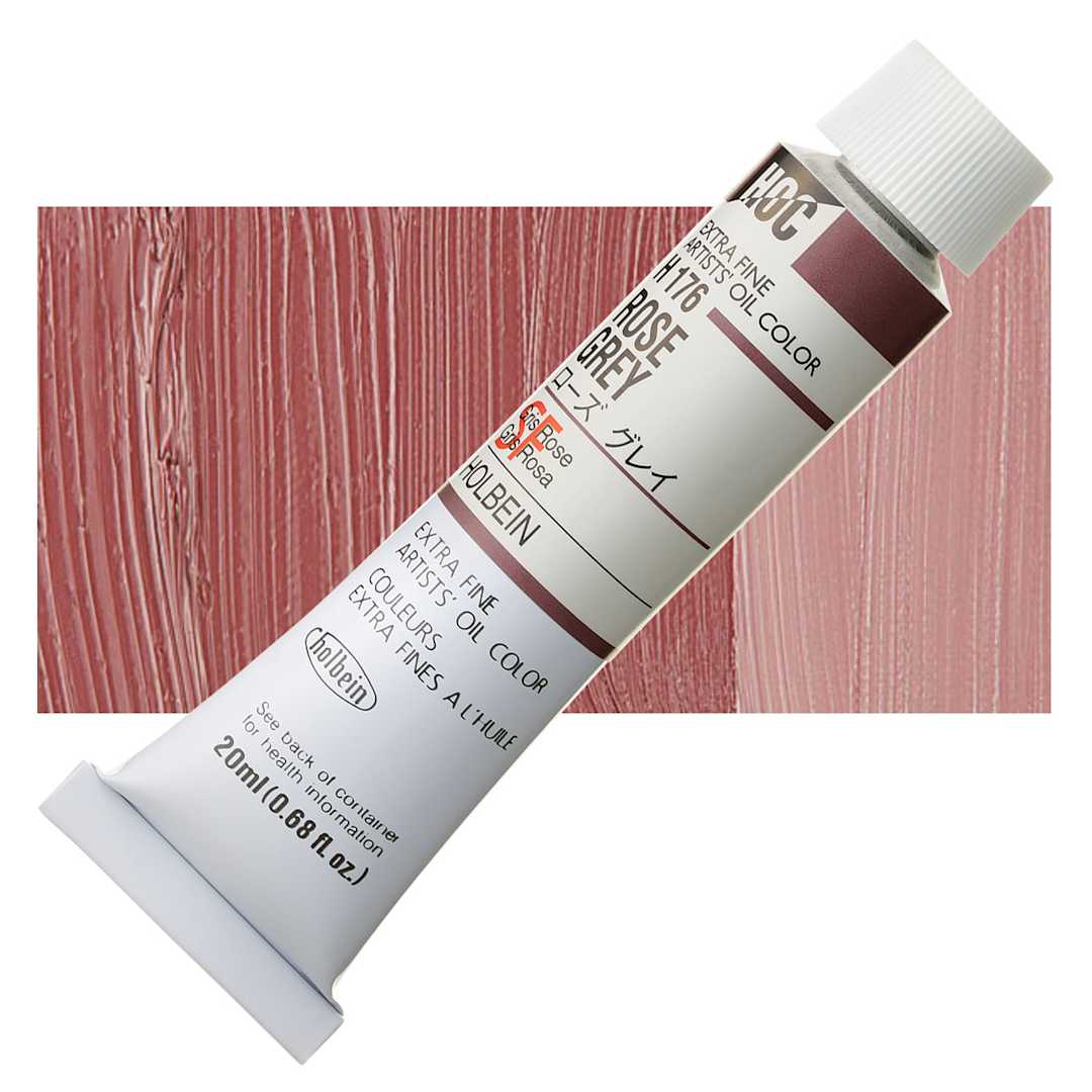 Open in modal - Holbien Artists' Oil Color - Rose Gray, 20 ml tube and swatch