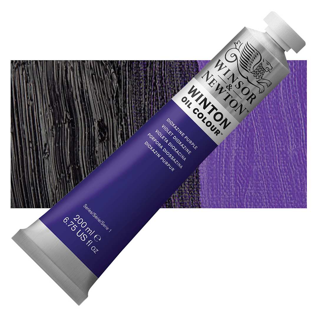 Open in modal - Winsor & Newton Winton Oil Color - Dioxazine Purple, 200 ml tube and swatch