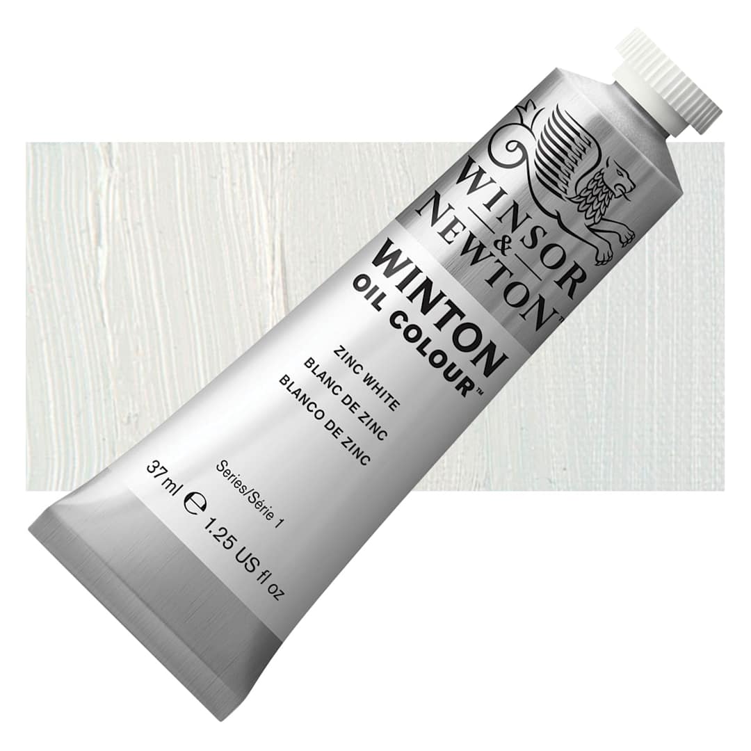 Open in modal - Winsor & Newton Winton Oil Color - Zinc White, 37 ml tube and swatch