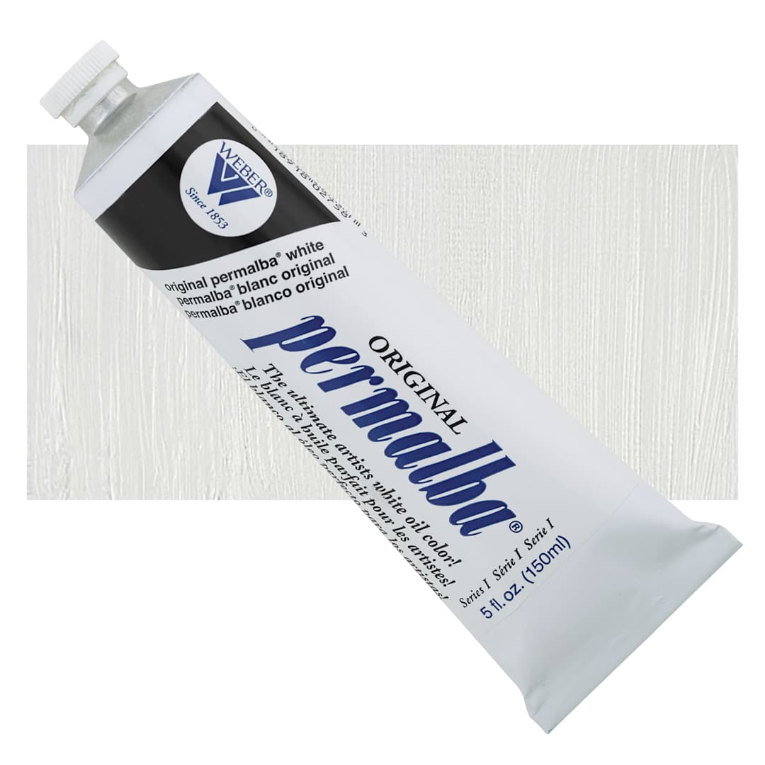 Open in modal - Weber Permalba Artists Oil Color - Permalba White, 150 ml tube and swatch