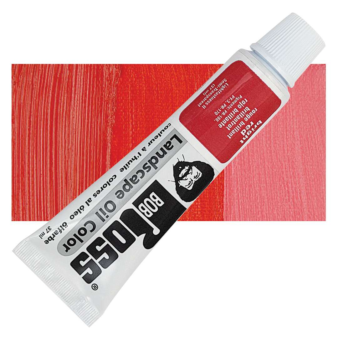 Open in modal - Bob Ross Oil Color - Bright Red, 1.25 oz tube and swatch