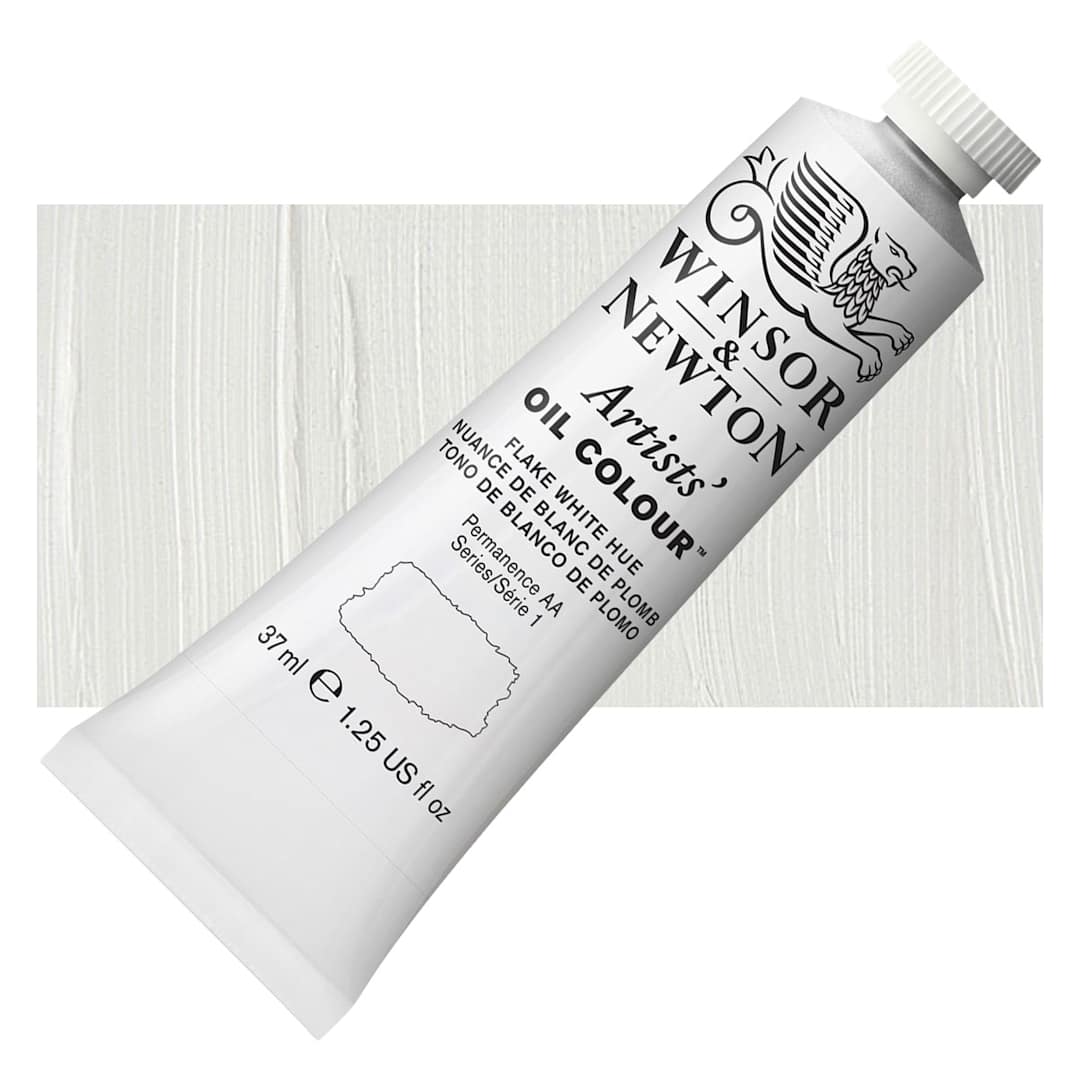 Open in modal - Winsor & Newton Artists' Oil Color - Flake White Hue, 37 ml tube and swatch