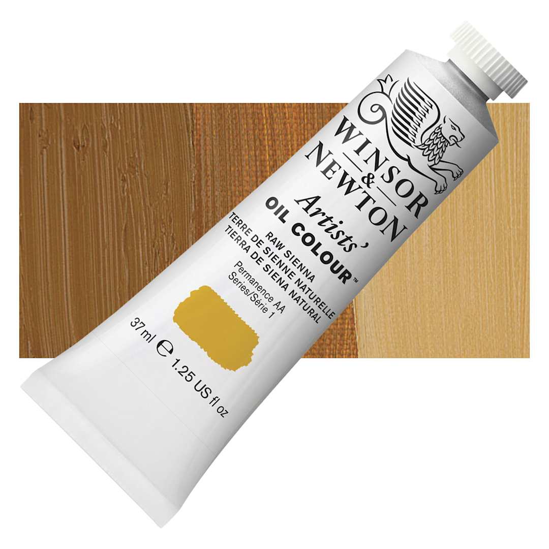 Open in modal - Winsor & Newton Artists' Oil Color - Raw Sienna, 37 ml tube and swatch