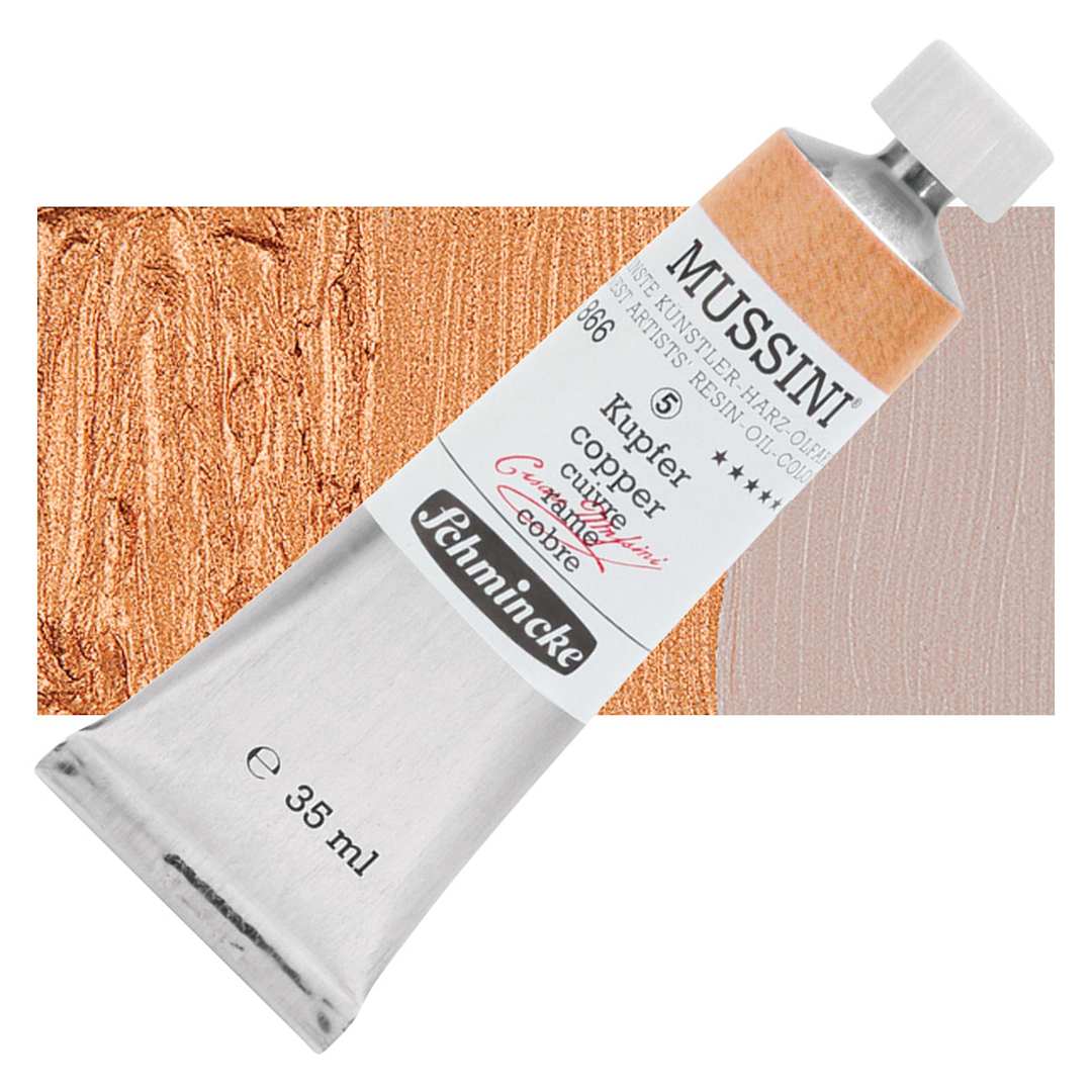 Open in modal - Schmincke Mussini Oil Color - Copper, 35 ml tube and swatch
