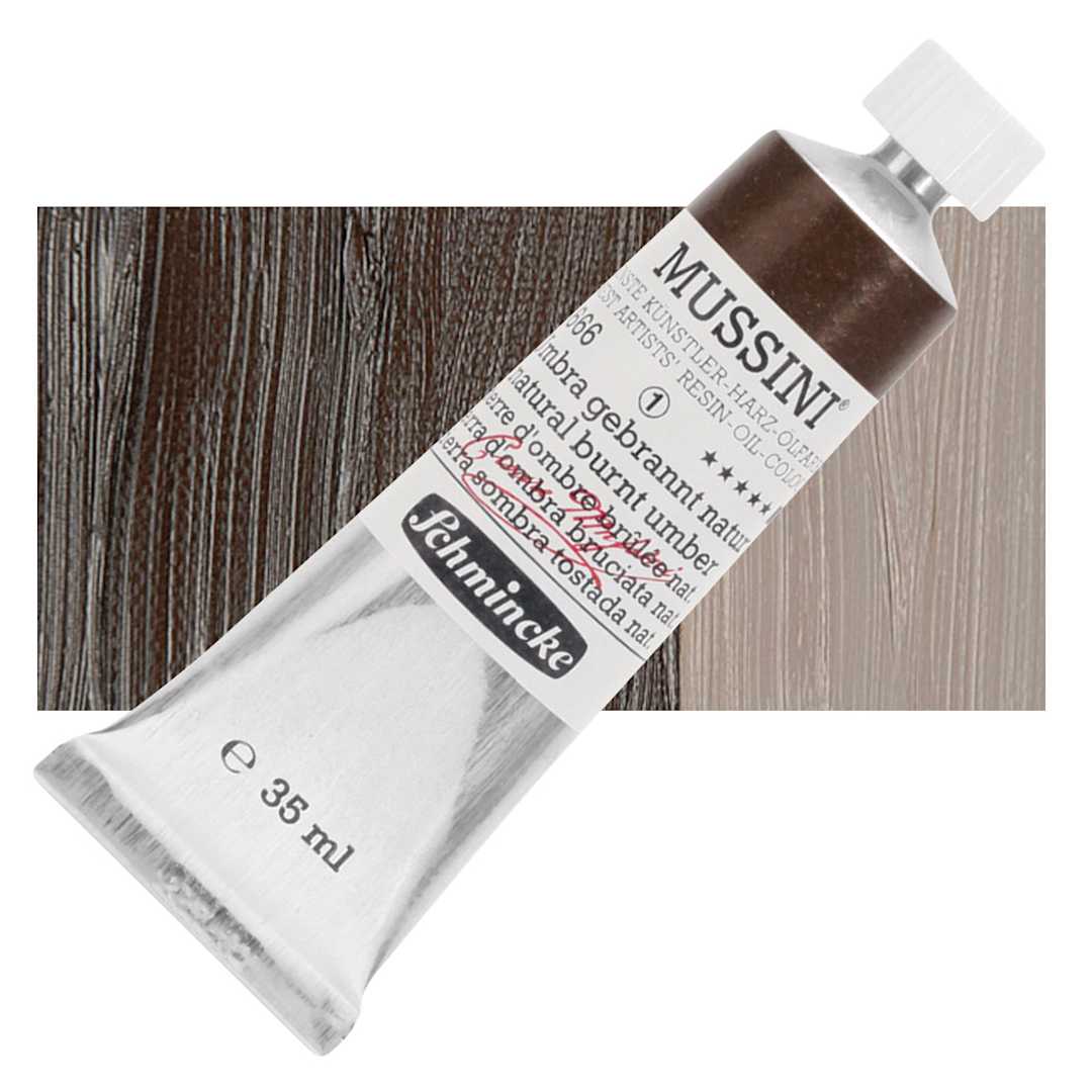 Open in modal - Schmincke Mussini Oil Color - Natural Burnt Umber, 35 ml Tube and swatch