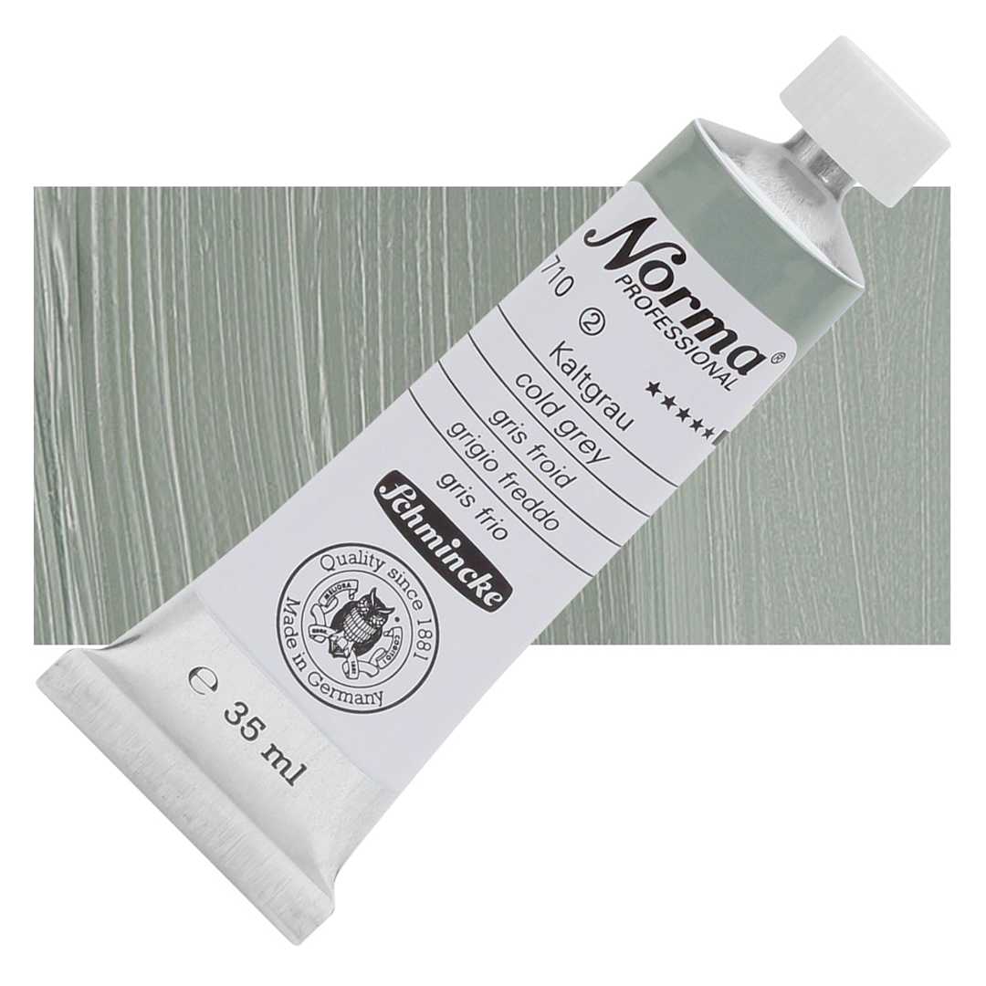 Open in modal - Schmincke Norma Professional Oil Paint - Cold Grey, 35 ml, Tube and swatch