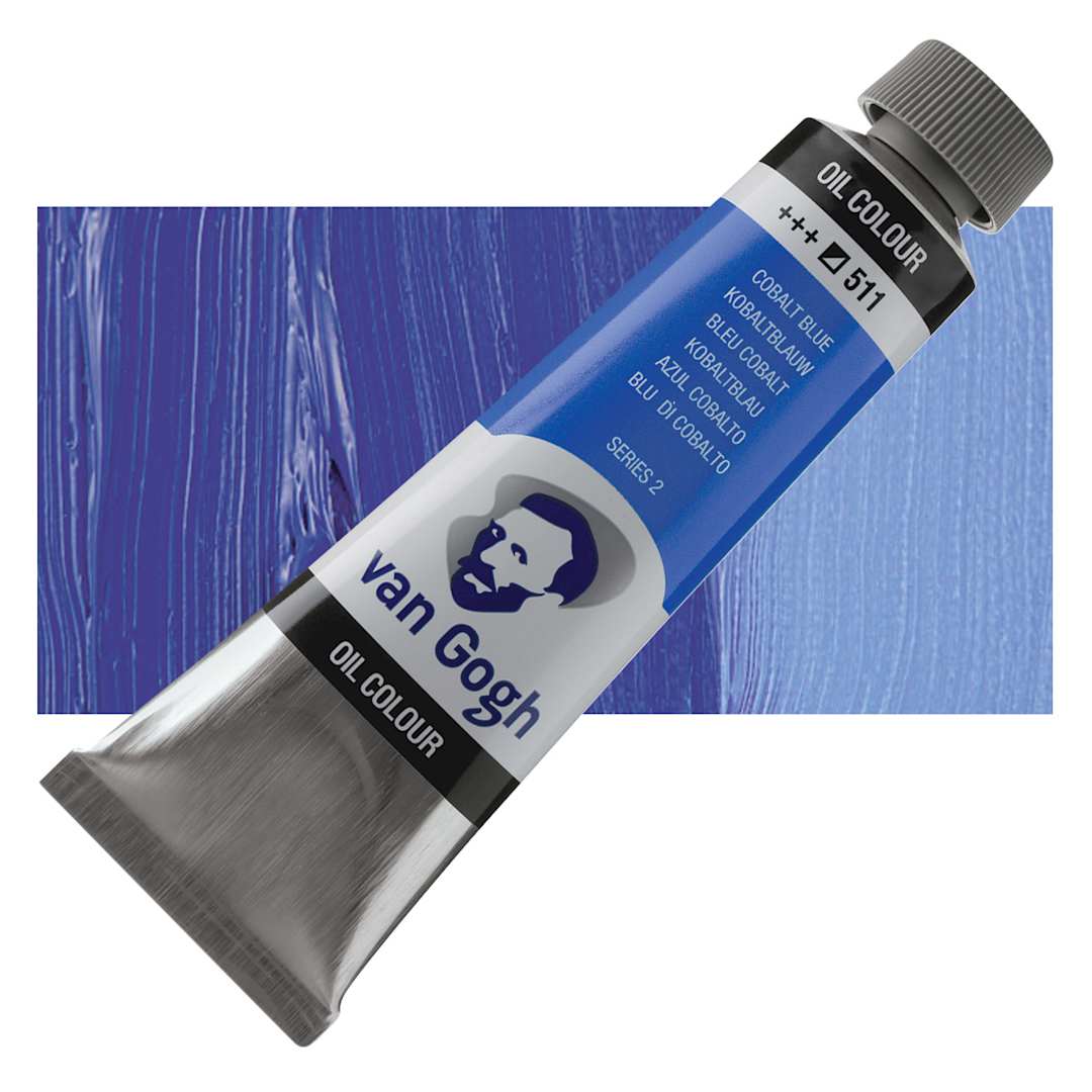 Open in modal - Van Gogh Oil Paint  - Cobalt Blue, 40 ml tube and swatch