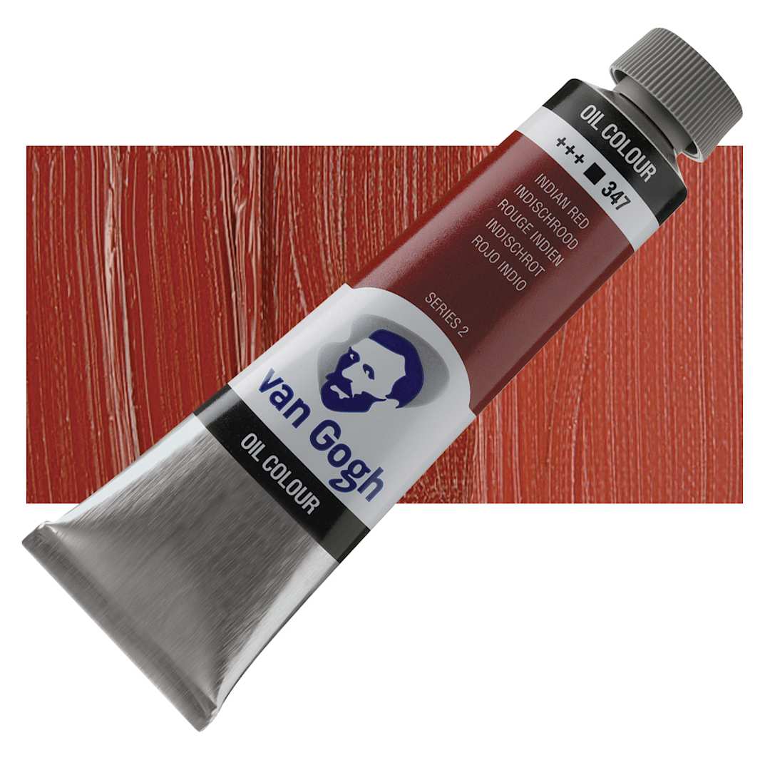 Open in modal - Van Gogh Oil Paint - Indian Red, 40 ml tube and swatch