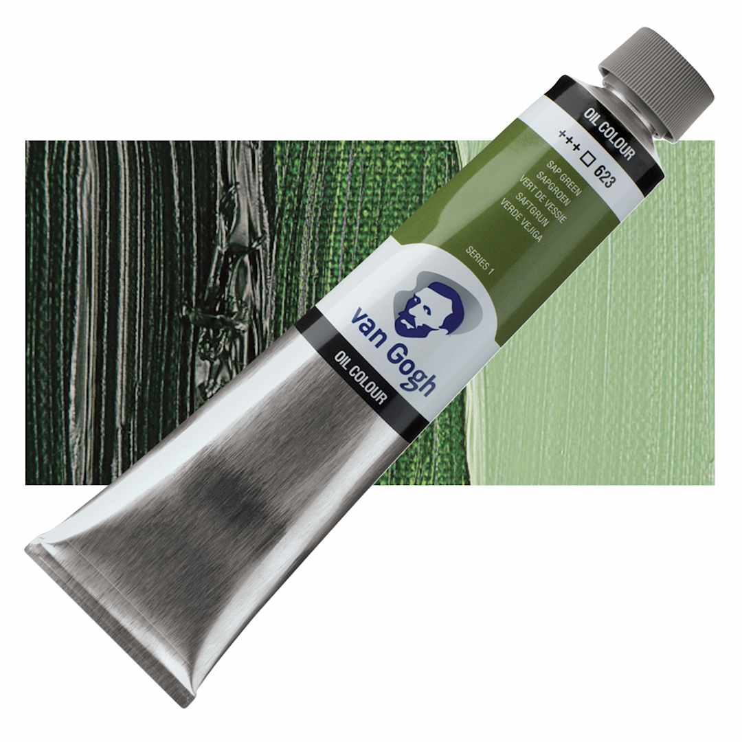 Open in modal - Van Gogh Oil Paint - Sap Green, 200 ml tube and swatch
