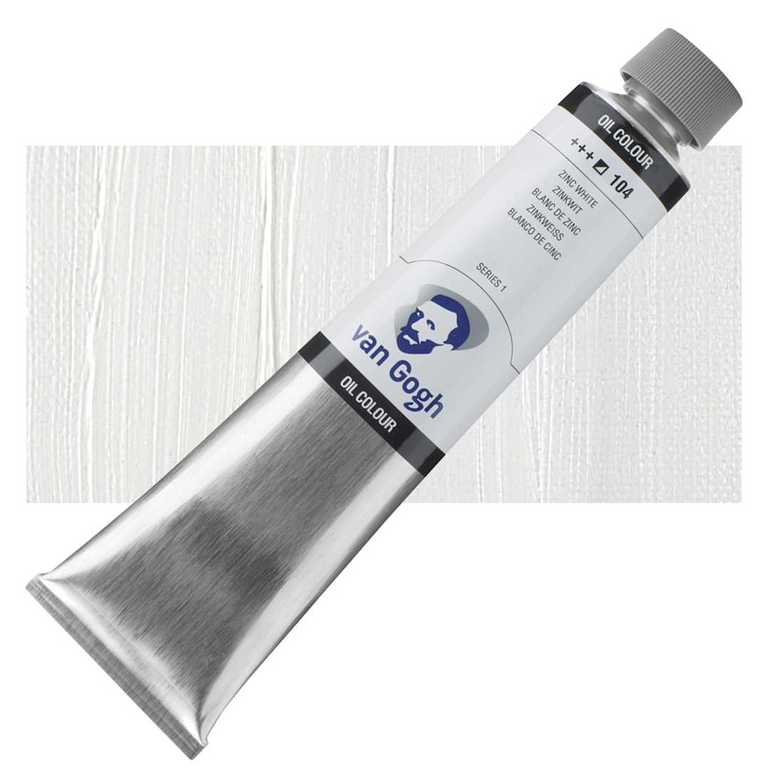 Open in modal - Van Gogh Oil Paint - Zinc White Safflower oil-based, 200 ml tube and swatch