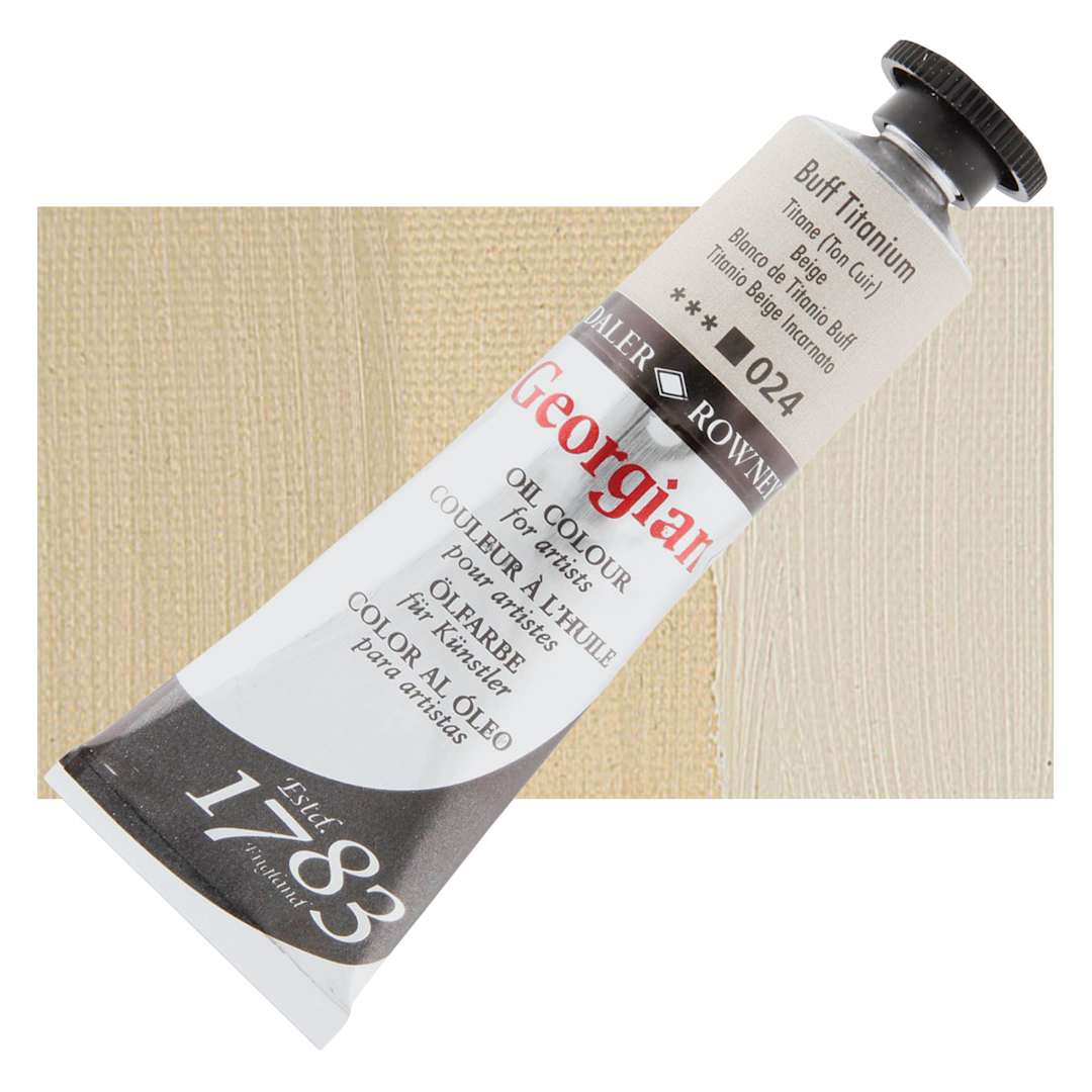 Open in modal - Daler-Rowney Georgian Oil Color - Buff Titanium, 38 ml tube and swatch